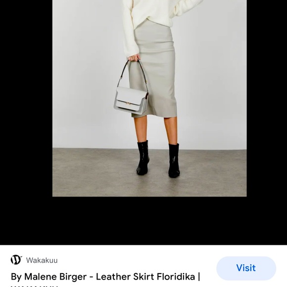 NWT By MALENE BIRGER Gray Embossed Leather Pencil Skirt - Picture 3 of 14